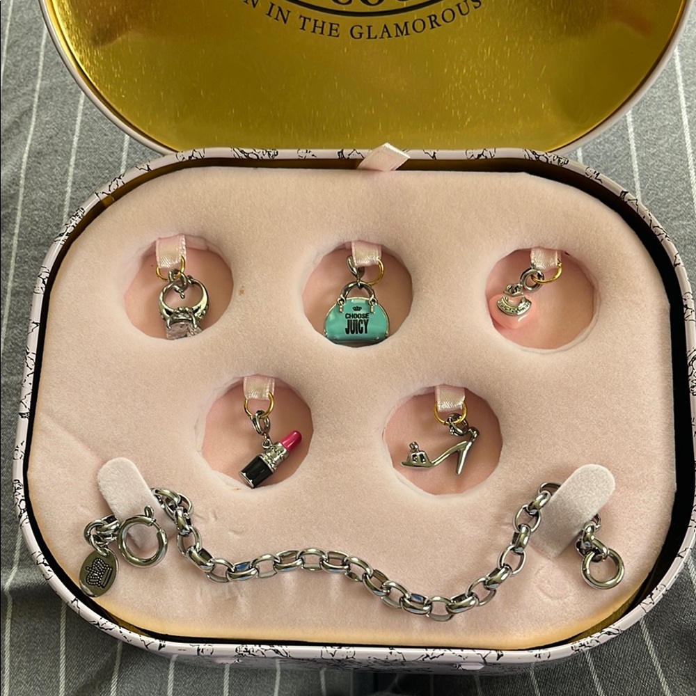 Juicy Couture Silver Charm Bracelet with Colorful Charms